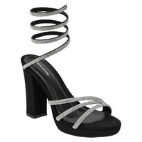 Sandalia Con Tacón Exterior Gamuza Sintética Color Negro Para Mujer De Rbcollection