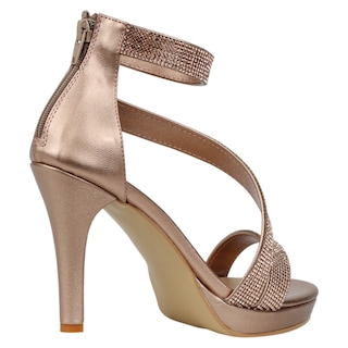 Foto 3 | Foto 3 | Sandalia Con Tacón Exterior Sintético Color Oro Para Mujer De Rbcollection