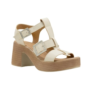 Foto 1 | Foto 1 | Zapatilla Plataforma Abierta Para Mujer Tacon Ancho Nude Beige