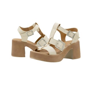 Foto 6 | Foto 6 | Zapatilla Plataforma Abierta Para Mujer Tacon Ancho Nude Beige
