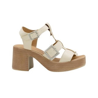 Foto 4 | Foto 4 | Zapatilla Plataforma Abierta Para Mujer Tacon Ancho Nude Beige