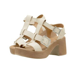 Foto 7 | Foto 7 | Zapatilla Plataforma Abierta Para Mujer Tacon Ancho Nude Beige