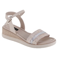 Sandalias Con Plataforma Exterior Piel Vegana Color Beige Para Mujer De Rbcollection