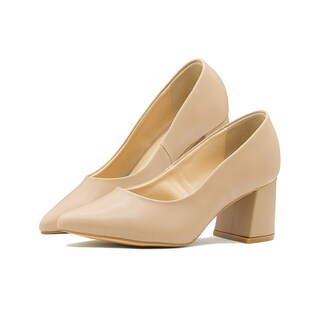 Foto 7 | Foto 7 | Zapatilla Cerrada Tacon Ancho Oficina Formal Color Beige Beige