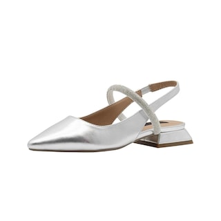 Foto 5 | Foto 5 | Flat Balerina Dama Plateado Tacon Ancho Salamandra Correa Plateado
