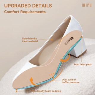 Foto 6 | Foto 6 | Zapatos De Tacón Idifu, Blancos, Bajos Y Gruesos, Con Punta Cerrada, Para Mujer - Venta Internacional.