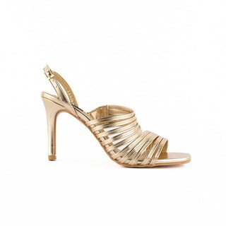 Foto 1 | Foto 1 | Sandalia Tacón 10cm Multi Tiritas Elegante De Mujer Walki Sasha Dorado