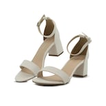Zapatillas Lady Paulina Para Dama Tacon Cuadrado Color Latte Beige