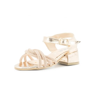 Foto 3 | Foto 3 | Sandalia Para Niña Wildcat Tacon Bajo Tiras Brilitos Oro Dorado