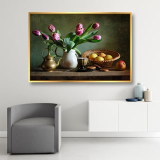 Foto 3 | Foto 3 | Cuadro Canvas Revolution Tulipanes Con Manzanas Marco Dorado