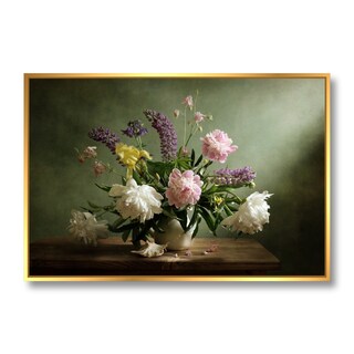 Foto 1 | Foto 1 | Cuadro Canvas Revolution Hermosas Peonias en Vaso con Marco Dorado