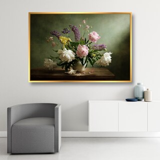 Foto 3 | Foto 3 | Cuadro Canvas Revolution Hermosas Peonias en Vaso con Marco Dorado