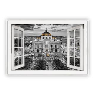 Foto 1 | Foto 1 | Cuadro Canvas Revolution Ventana Bellas Artes Vintage Marco Blanco