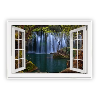 Foto 1 | Foto 1 | Cuadro Canvas Revolution Ventana Cascada en el Lago Marco Blanco