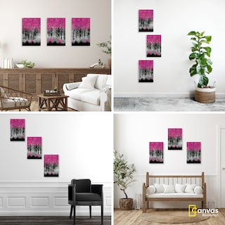 Foto 3 | Foto 3 | Cuadro Canvas Revolution Tríptico Vertical Venado Rosa Árbol Set De 3 Piezas 25 x 38 cm c/u