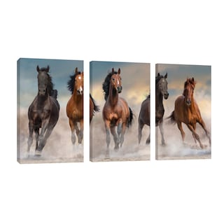 Foto 1 | Foto 1 | Cuadro Canvas Revolution Tríptico Vertical Manada De Caballos Set De 3 Piezas 25 x 38 cm c/u