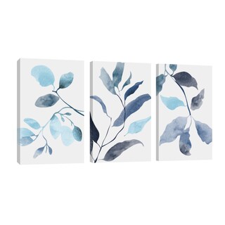 Foto 1 | Foto 1 | Cuadro Canvas Revolution Tríptico Vertical Hojas Azul Pastel Set De 3 Piezas 25 x 38 cm c/u