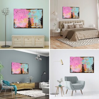 Foto 3 | Foto 3 | Cuadro Canvas Revolution Abstracto 90 x 60 Trazos Rosa y Azul Rectangular