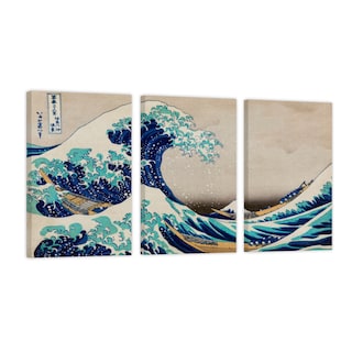Foto 1 | Foto 1 | Cuadro Canvas Revolution Tríptico Vertical Ola De Kanagawa Set De 3 Piezas 30 x 45 cm c/u
