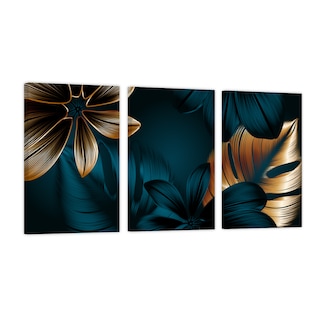 Foto 1 | Foto 1 | Cuadro Canvas Revolution Tríptico Vertical Hojas De Oro Y Jade Set De 3 Piezas 30 x 45 cm c/u