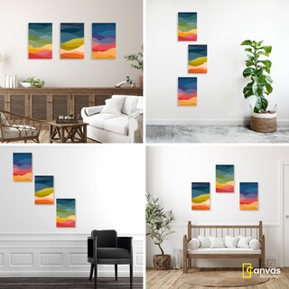 Foto 3 | Foto 3 | Set de Cuadros Canvas Revolution Tríptico Vertical Ondas Coloridas 3 Piezas 30 x 45 cm c/u