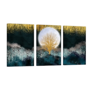 Foto 1 | Foto 1 | Cuadro Canvas Revolution Tríptico Vertical Luna Blanca y Árbol Set de 3 Piezas 30 X 45 CM C/U