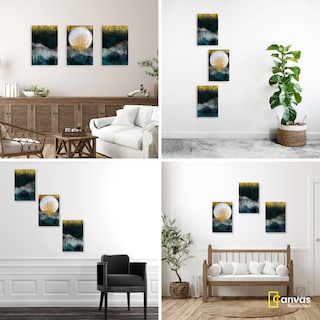 Foto 3 | Foto 3 | Cuadro Canvas Revolution Tríptico Vertical Luna Blanca y Árbol Set de 3 Piezas 30 X 45 CM C/U