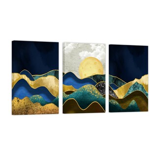 Foto 1 | Foto 1 | Set de Cuadros Canvas Revolution Tríptico Vertical Sol y Montaña Oro 3 Piezas 30 x 45 cm c/u
