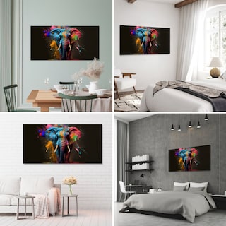 Foto 2 | Foto 2 | Cuadro Canvas Revolution 120 x 60 cm Multicolor - Elefante Feliz
