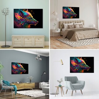 Foto 2 | Foto 2 | Cuadro Decorativo Canvas Revolution Lobo Colorido 90 x 60 cm