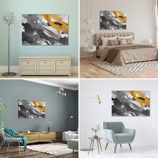 Foto 2 | Foto 2 | Cuadro Canvas Revolution 120 x 80 cm Brochazos En Plata Y Dorado