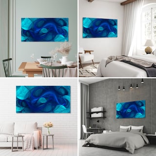 Foto 2 | Foto 2 | Cuadro Canvas Revolution 120 X 60 CM Olas Cian Minimalistas