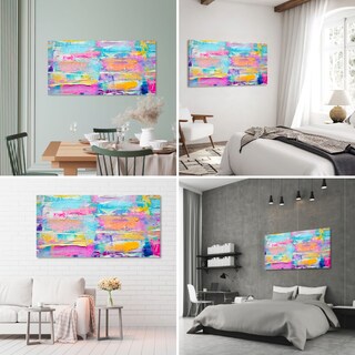 Foto 2 | Foto 2 | Cuadro Canvas Revolution 120 X 60 CM Brochazos en Tonos Pastel