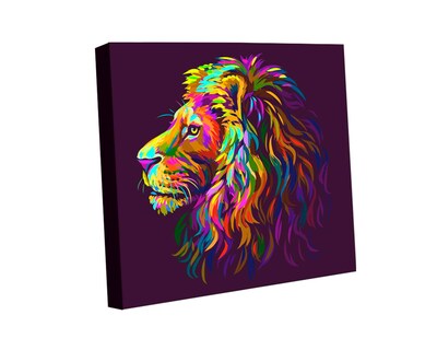 Foto 1 | Foto 1 | Cuadro Decorativo Canvas Art Abstracto de Cabeza León Perfil Multicolor 120 X 120 CM