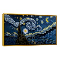 Cuadro Canvas Revolution Noche Estrellada 3d 120 x 60 cm con Marco color Dorado