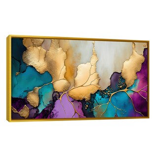 Foto 1 | Foto 1 | Cuadro Canvas Revolution Mármol Líquido 120 X 60 CM con Marco Dorado