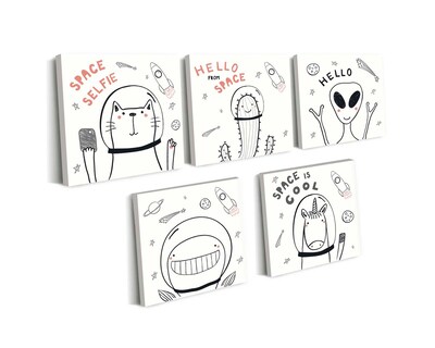 Foto 1 | Foto 1 | Set 5 Cuadros Decorativos Canvas Art Criaturas de Diferentes