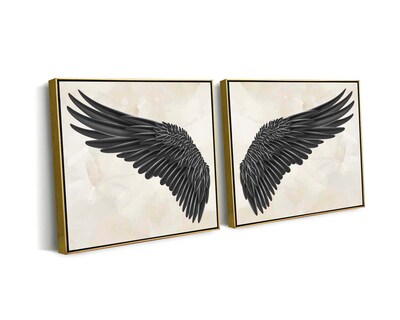 Foto 1 | Foto 1 | Set 2 Cuadros Decorativos Canvas Art Alas Realistas Negras