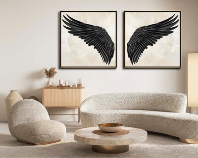 Foto 2 | Foto 2 | Set 2 Cuadros Decorativos Canvas Art Alas Realistas Negras