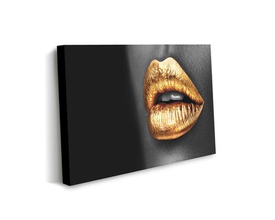 Foto 1 | Foto 1 | Cuadro Decorativo Canvas Art Labios Brillantes Dorado