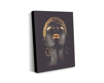 Foto 1 | Foto 1 | Cuadro Decorativo Canvas Art Mujer Labios Dorado y Negro