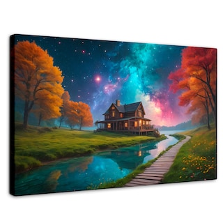 Foto 1 | Foto 1 | Cuadro Decorativo Canvas Cabaña Nocturna 90x60