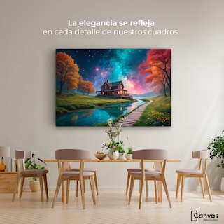 Foto 2 | Foto 2 | Cuadro Decorativo Canvas Cabaña Nocturna 90x60