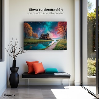 Foto 3 | Foto 3 | Cuadro Decorativo Canvas Cabaña Nocturna 90x60