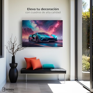 Foto 3 | Foto 3 | Cuadro Decorativo Canvas Auto Deportivo Neón 90x60