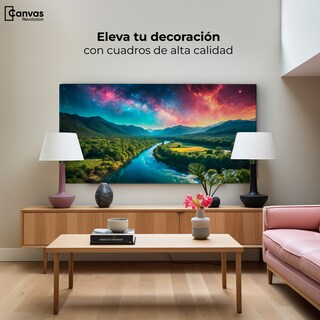 Foto 3 | Foto 3 | Cuadro Decorativo Canvas Valle Rio Nebuloso 160x80