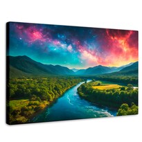 Cuadro Decorativo Canvas Valle Rio Nebuloso 90x60