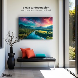 Foto 3 | Foto 3 | Cuadro Decorativo Canvas Valle Rio Nebuloso 90x60