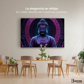 Foto 2 | Foto 2 | Cuadro Decorativo Canvas Buda Neón Luminoso 90x60