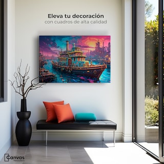Foto 3 | Foto 3 | Cuadro Decorativo Canvas Crepúsculo Náutico 90x60
